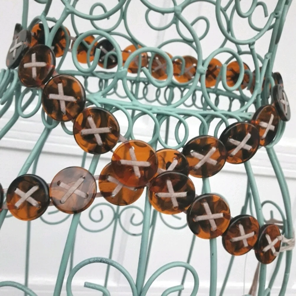 Chain Belt Tortoise Shell Buttons Retro Vintage - Picture 13 of 14